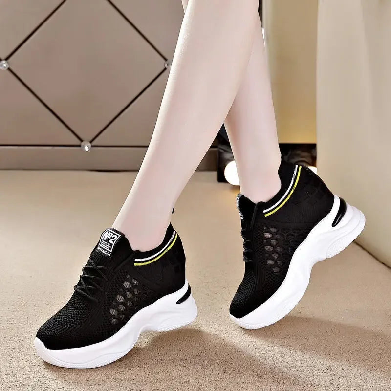 Shoes for Women The New Fashion White Sport  Summer  Casual Breathable Hollow Out Platform Sneakers Comfortable High Heels