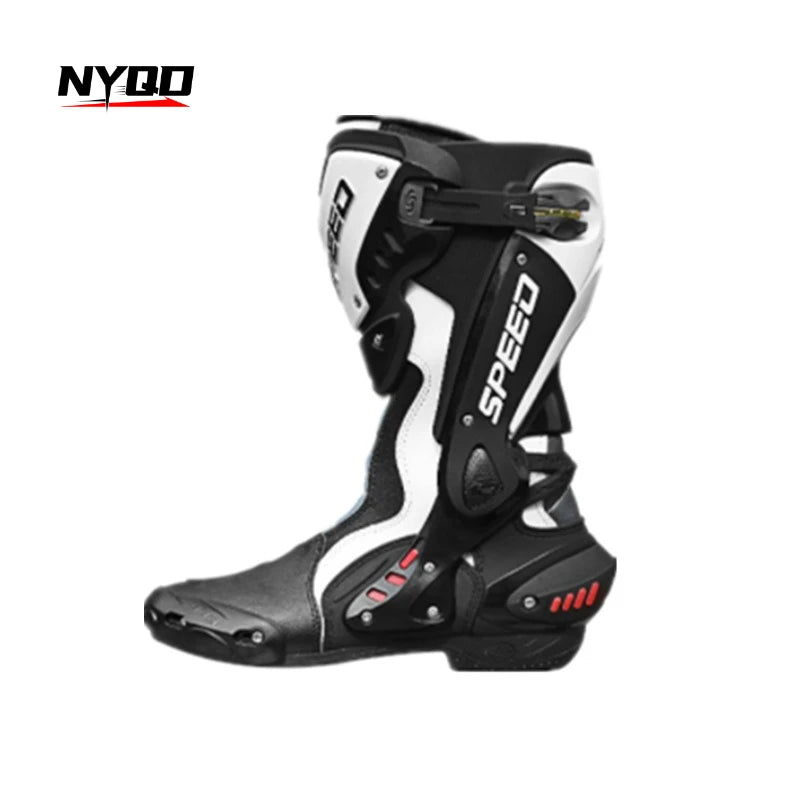 Men's High-Top Motorcycle Riding Boots All-Season Non-Slip Anti-Fall Motorbike Shoes Professional Road Racing Touring Equipment
