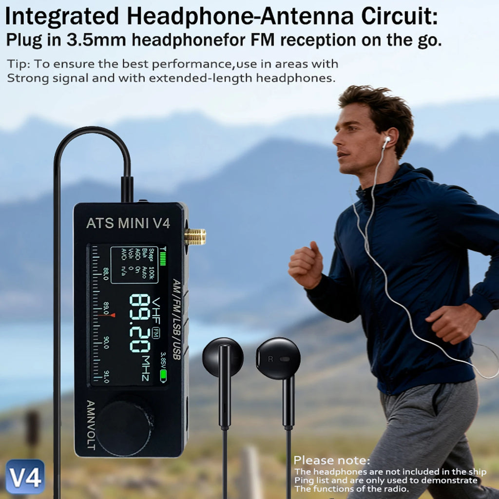 Portable AM FM Radio Receiver with Headphone Amplifier LSB USB Transistor Pocket Radios Si4732 DSP Radio for Indoor Outdoor