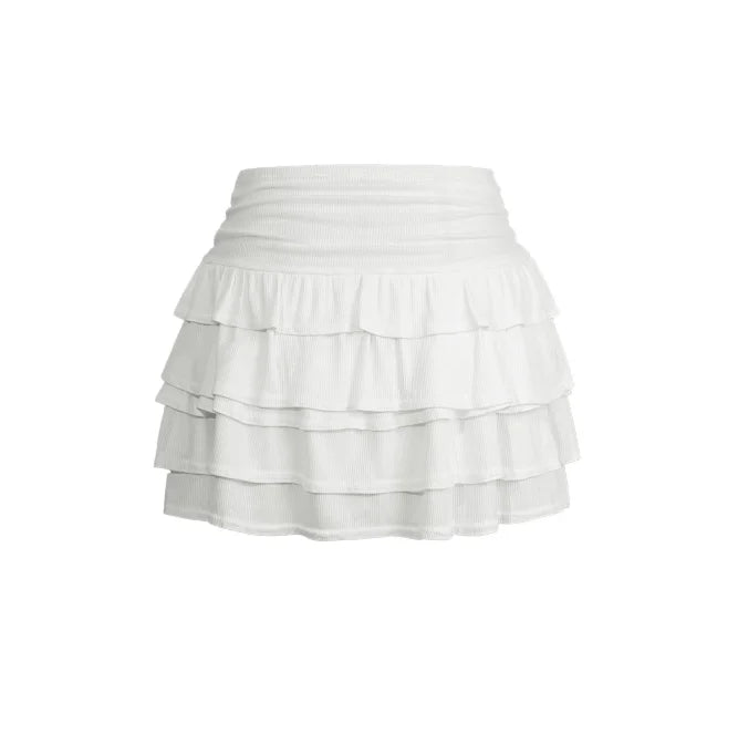 2025 Spring/summer European and American Bohemian Vacation Wind Lotus Leaf Edge High Waist Short Skirt Bottom Womens Clothing