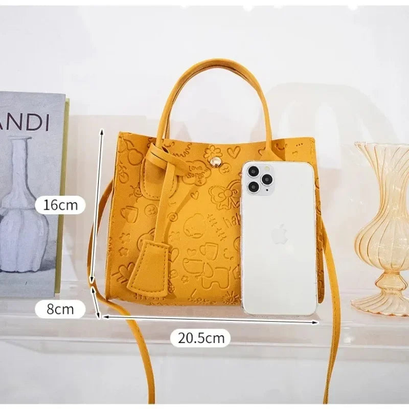 Women's Handbags Ladies PU Leather Shoulder Bag Female Brand Embossed Korean Trends Handbags Women Soft Felt Crossbody Bags