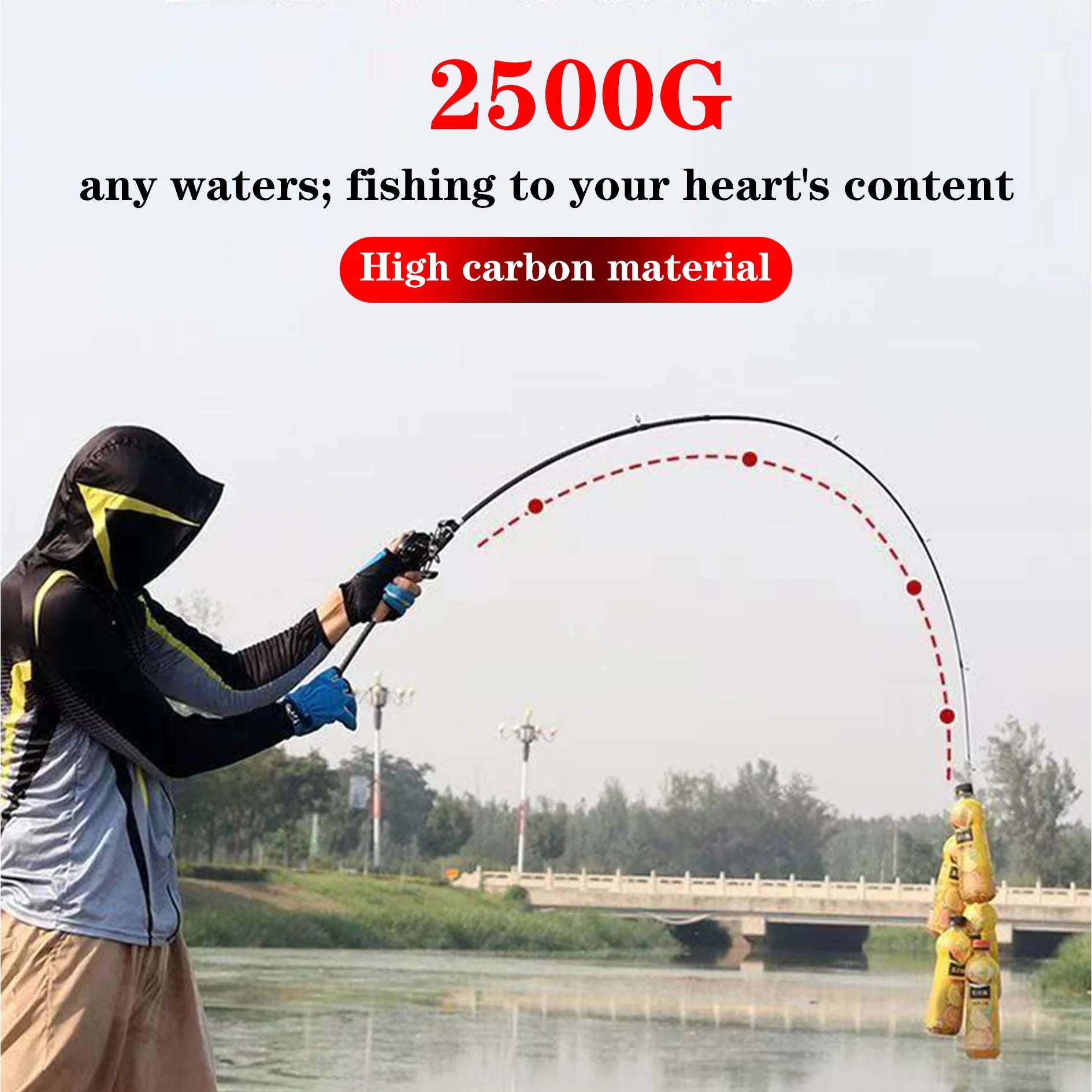 1.8-Meter Two-Section Lure Rod Suitable for Various Waters, Lightweight and Portable, Comfortable to Hold, Imitation Wood Soft Handle, Eav Segmented Grip, All-Black Color with Gold Accents, Enhanced Fashion, Ceramic Guide Rin