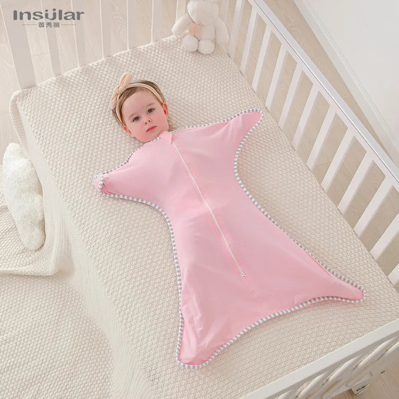 Newborn Baby Sleeping Bags Anti-shock Swaddle Blanket Double Zipper Sleepsacks Newborn Baby Cotton Sleepwear Comfy Sleep Sac