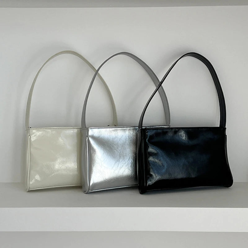 Fashion Female Handbags Luxury Ladies Small Clutches Purse Silver Tote Evening Bag Pu Leather Shoulder Underarm Bags for Women