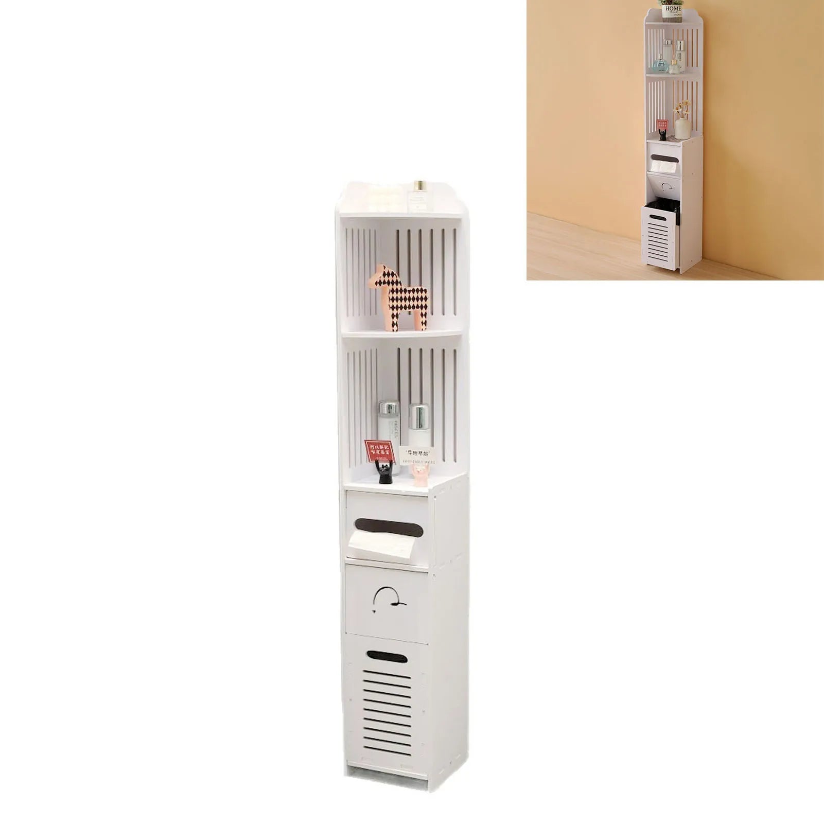 Floor Cabinet Multifunction Bathroom Toilet Storage Shelf Organizer Home Furniture 22x20x120cm