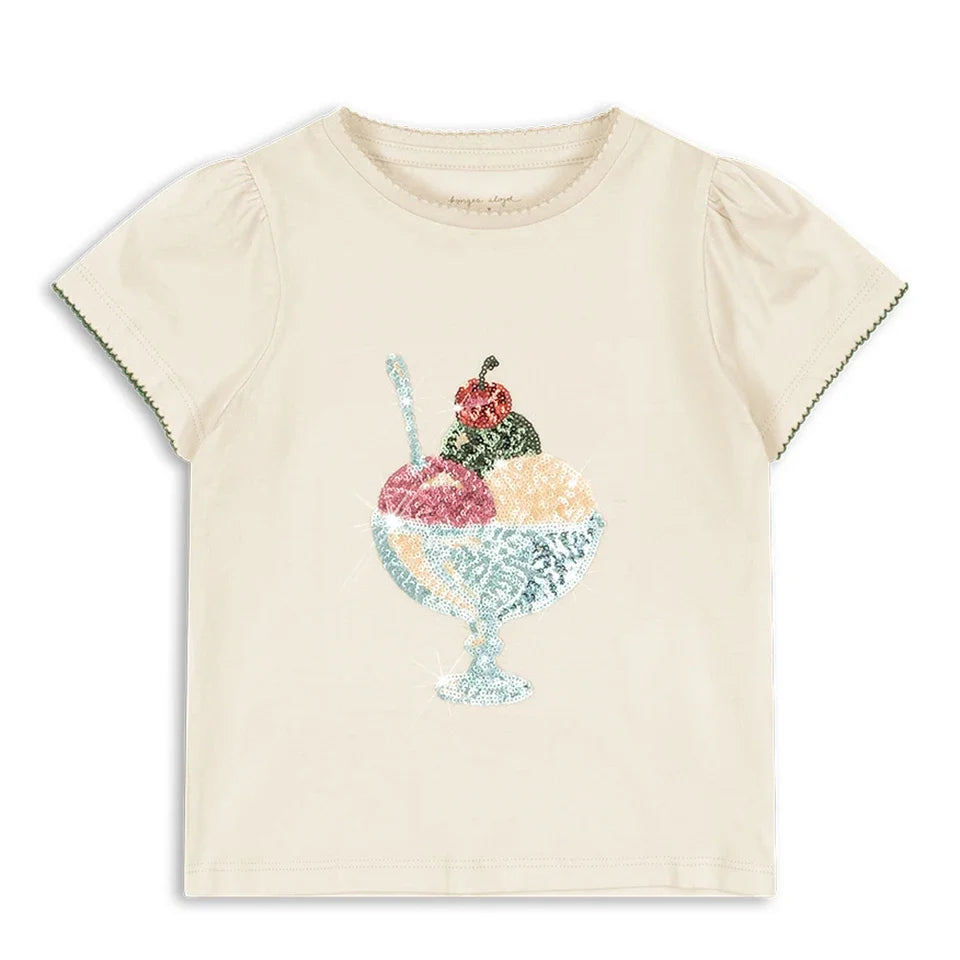 Children Clothes 2026 Summer KS Kids Shorts Outfit Girls Cute Sequin T-shirts Skirt Boys Cotton Tee Cartoon Print T Shirts Tops