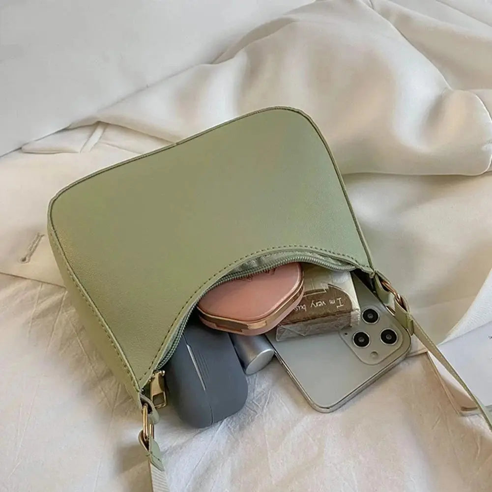 Women's Fashion Handbags Retro Solid Color PU Leather Shoulder Underarm Bag Casual Women Hobos Handbags sac à main femme