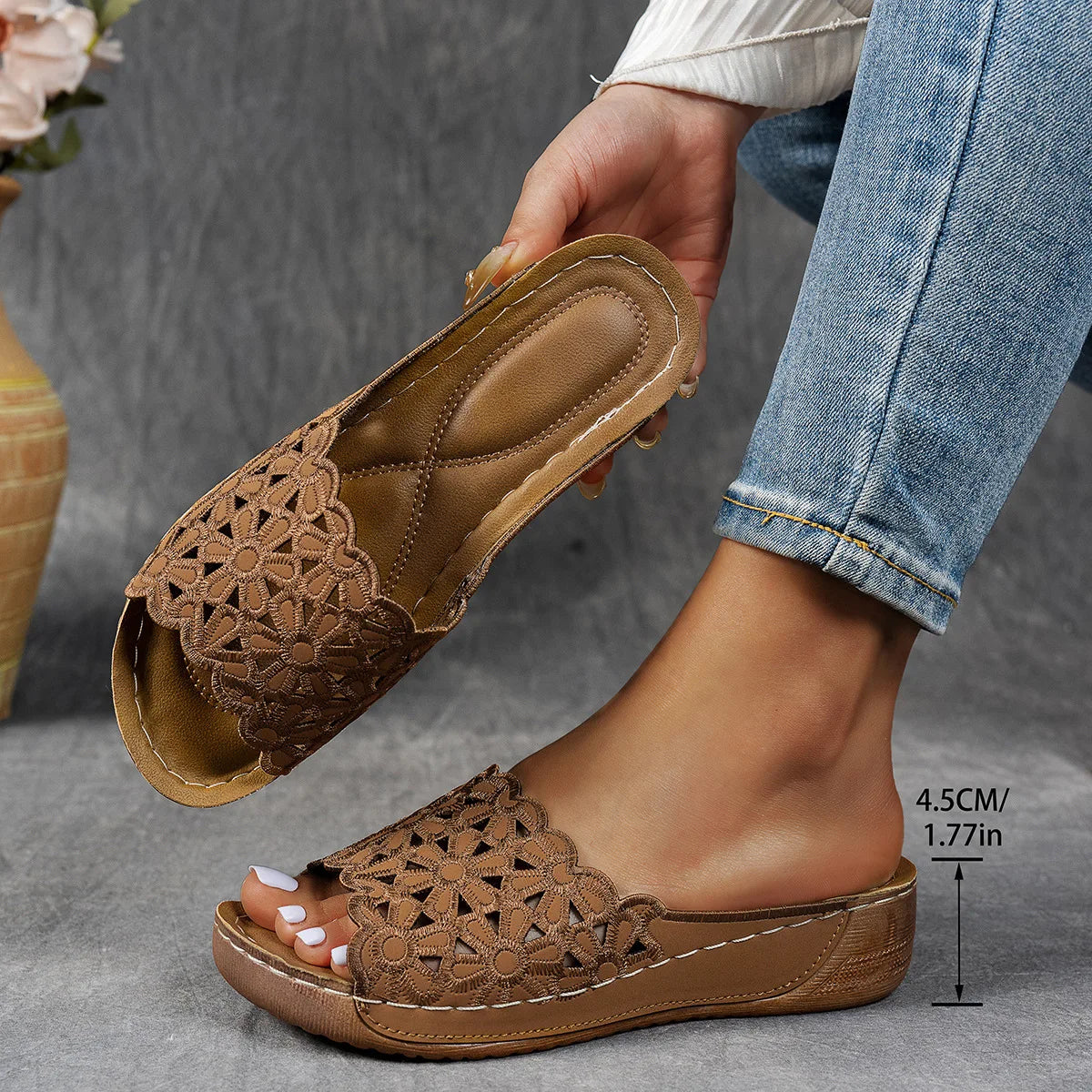 Women's Sandals Wedges Heels Sandals Summer Woman Shoes Indoor Outdoor Slippers Heeled Shoes Summer Footwear Sandalias De Mujer