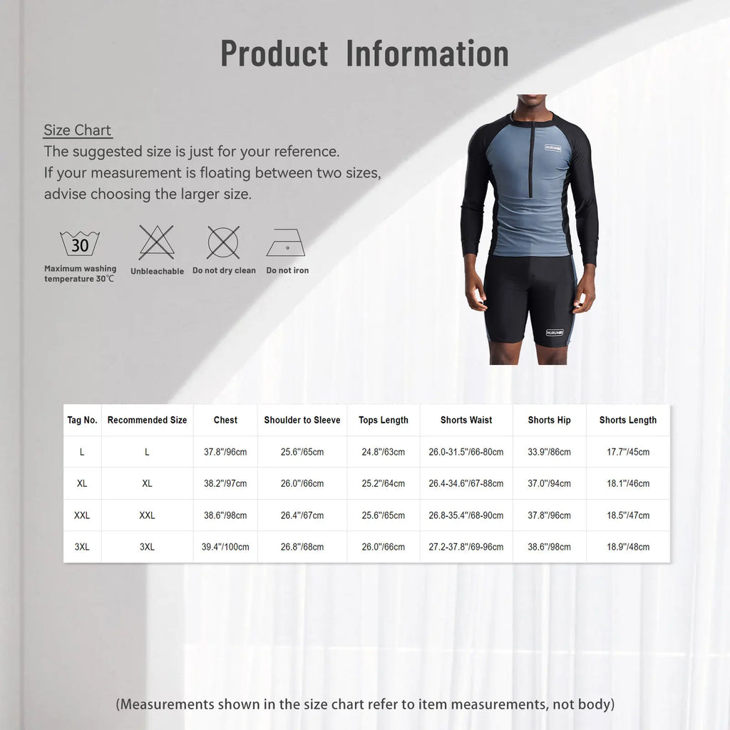 Mens Long-sleeved Snorkeling Suits Adult Two Piece Swimwear UPF 50+ Rash Guard Swimsuit Man Breathable Quick-drying Surfing Sets