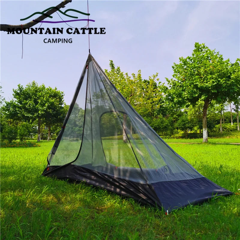 Ultralight Pyramid Inner Tent Outdoor Rodless Camping Teepee Inside Tent Summer Hanging Mesh Tent 1person/1-2person Two Sizes