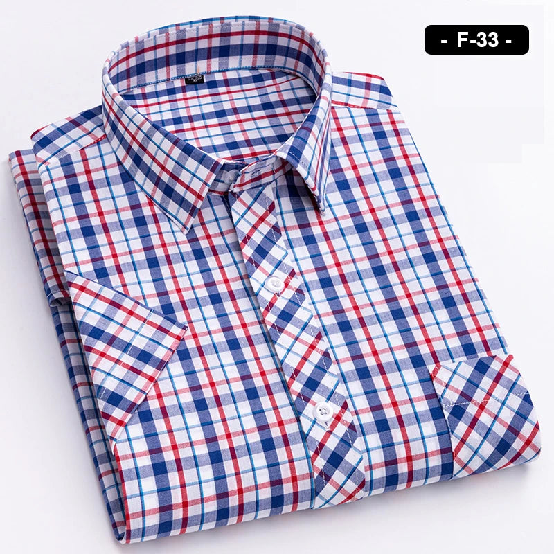 Plaid Short Sleeve Shirts For Man Cotton Checked Colorful New Fashion Summer Young Boy Beach Clothing Confortable Casual Shirts