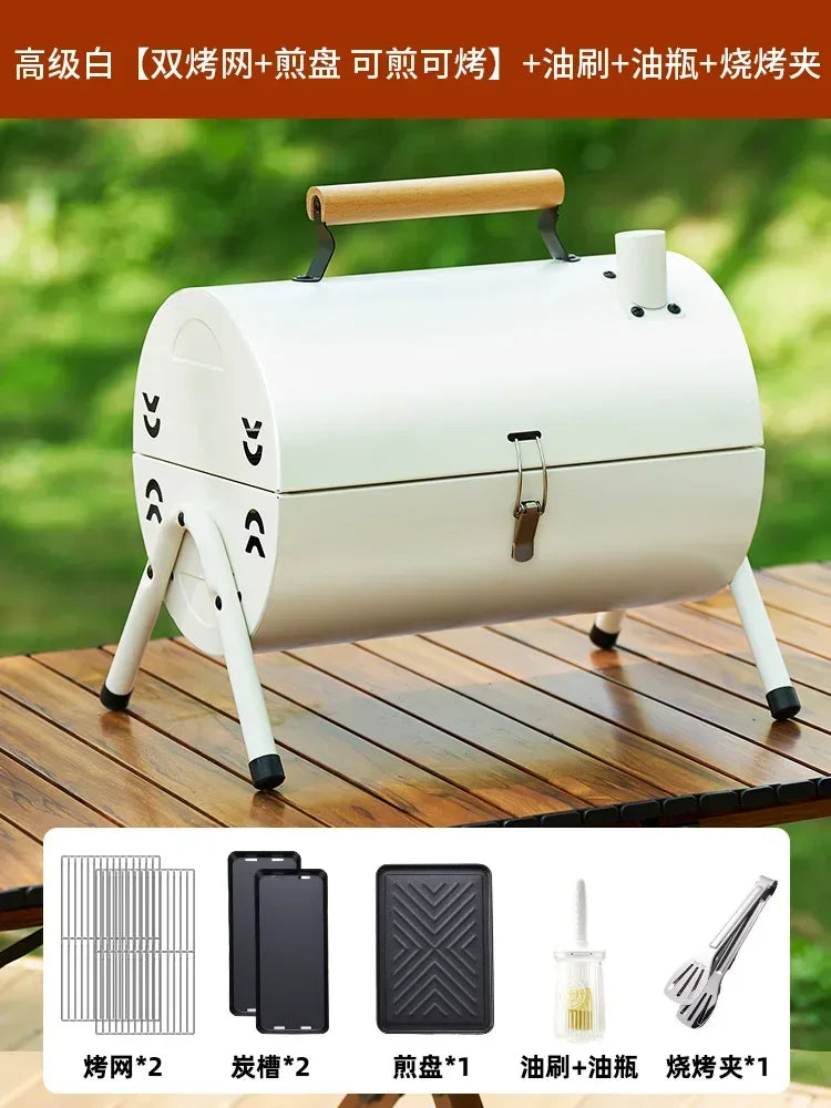Portable Foldable  Barbecue Grill with Charcoal BBQ, Ideal for Outdoor Cooking AD