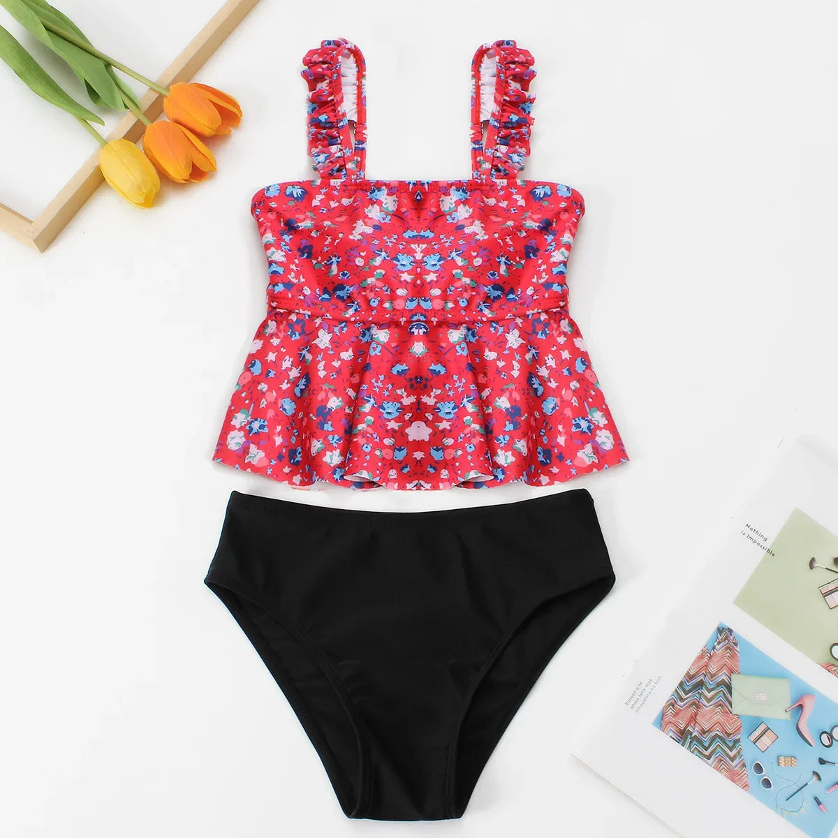 Girls Bikini High Waisted Swimsuit Kids Ruffle Children's Swimwear 8-12 Years Teenagers Bathing Suit Girl Cute Beachwear 2026