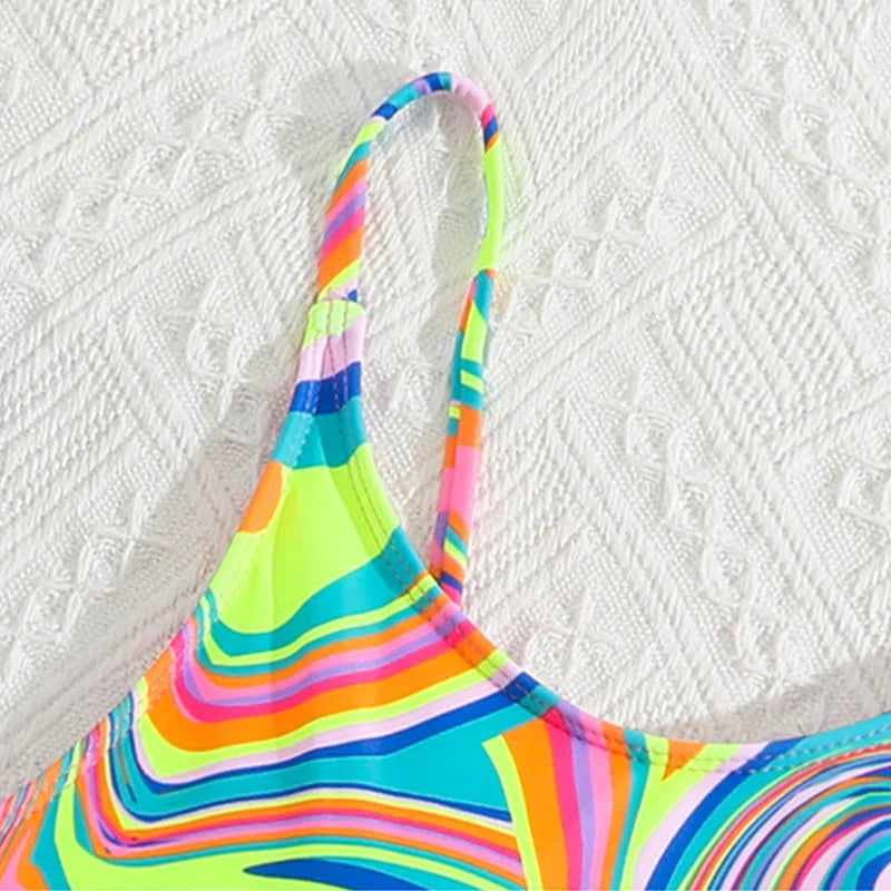 Girls Swimsuits 2025 Children Fashion One-piece Costume 8-12Y Kids Summer Pool Swimming Clothing New Teenager Print Swimwear