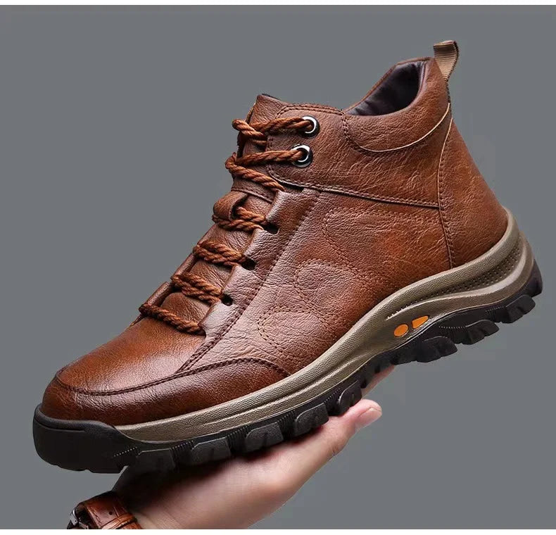 Men’s Winter Sneakers High Top Leather Lined Hiking Casual Sports Shoes