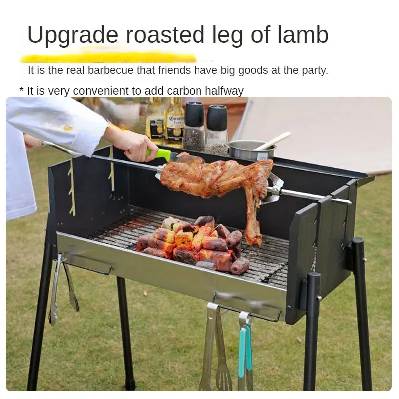 Household BBQ Grill, Outdoor Smokeless Charcoal Barbecue Oven, Portable Courtyard BBQ Tools