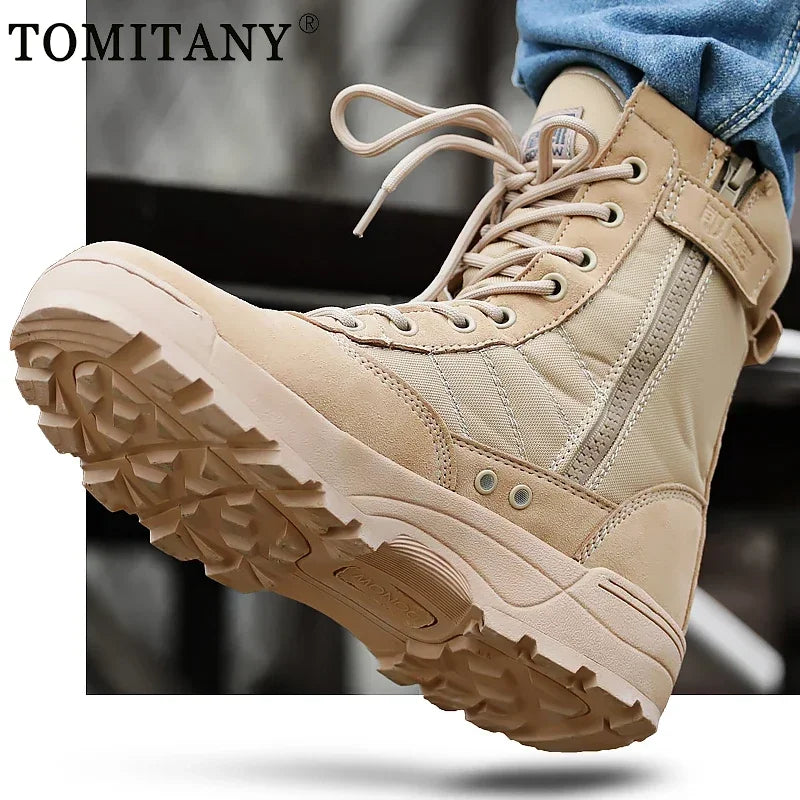 Men's Boot Combat Mens Camo Ankle Boots Tactical Big Size 36-47 Boot Male Shoes Work Safety Shoes Motocycle Boots