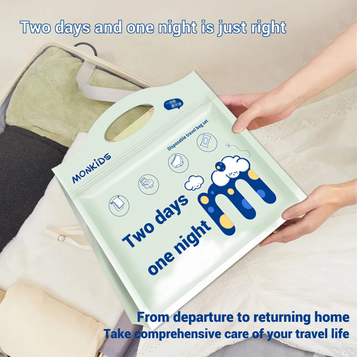 1 pack of two-day and one-night disposable bath towels, washcloths, underwear sets, travel portable daily necessities.