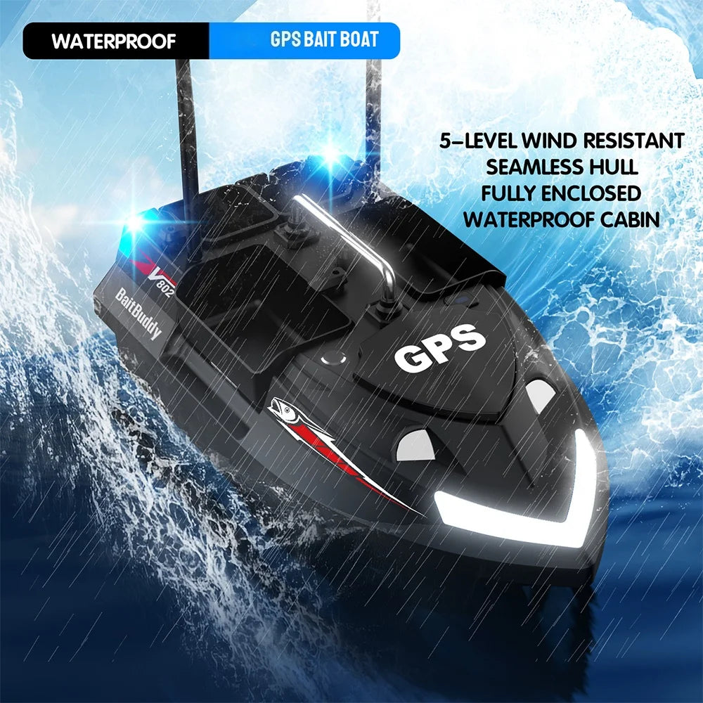 GPS Positioning 160 Positioning Points Fishing Boat Rc Bait Boat 4 Hoppers Waterproof 3KG Load 500M 15KM/H GPS One Click Return