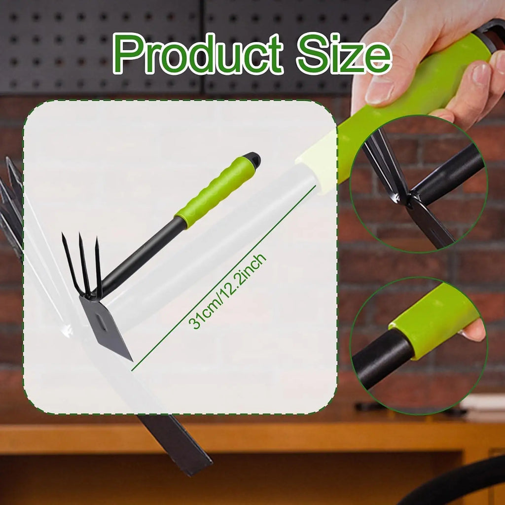 Hoe and Cultivator 2 in 1 Heavy Duty Garden Rake 3 Claw Tiller Garden Tool for Loosening Soil Yard Tilling Cultivating Digging