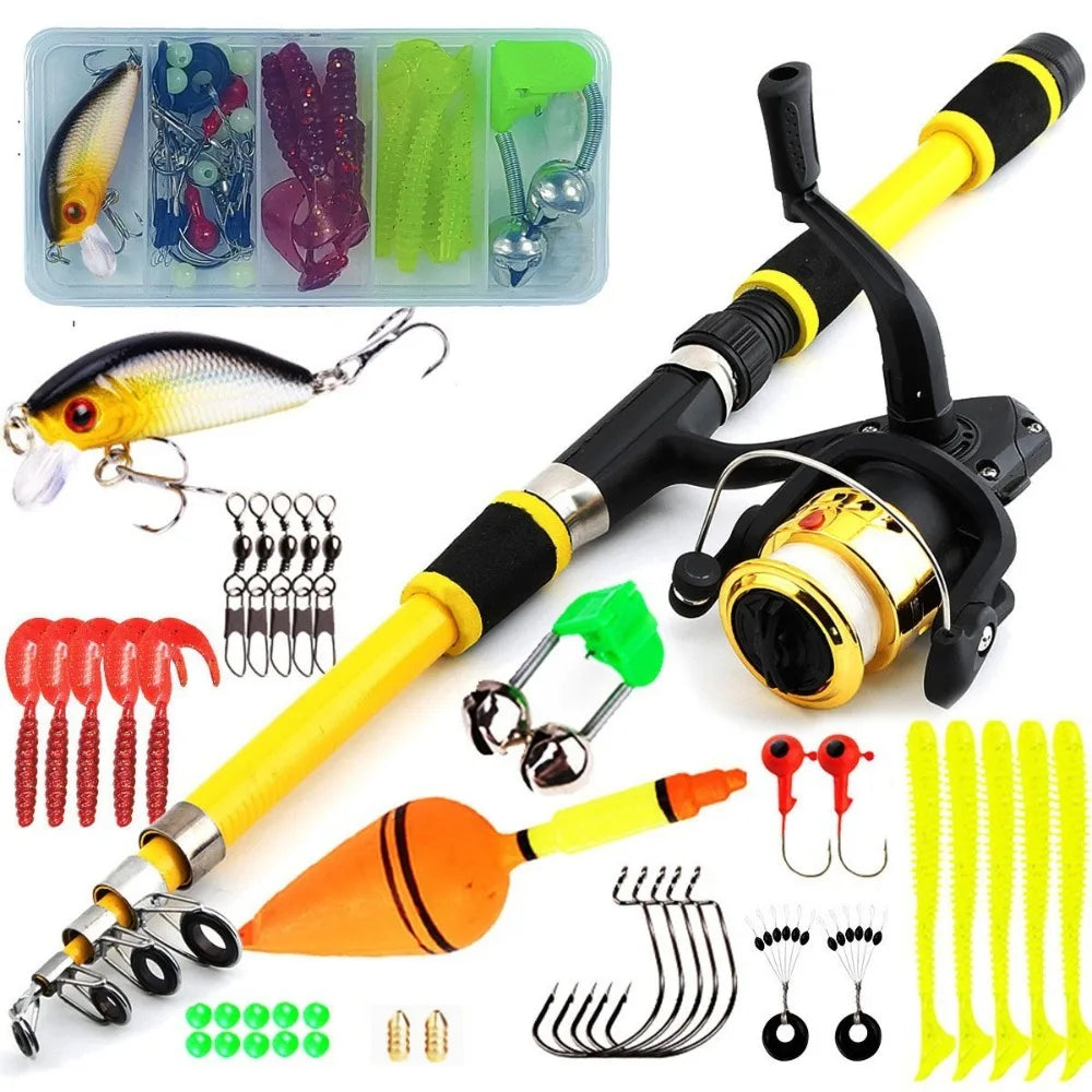 1.8M Length Spinning Fishing Rod 5.2:1 Gear Ratio 3BB Reel Telescopic Rod Max Drag 5kg Telescopic Design Fishing Kit