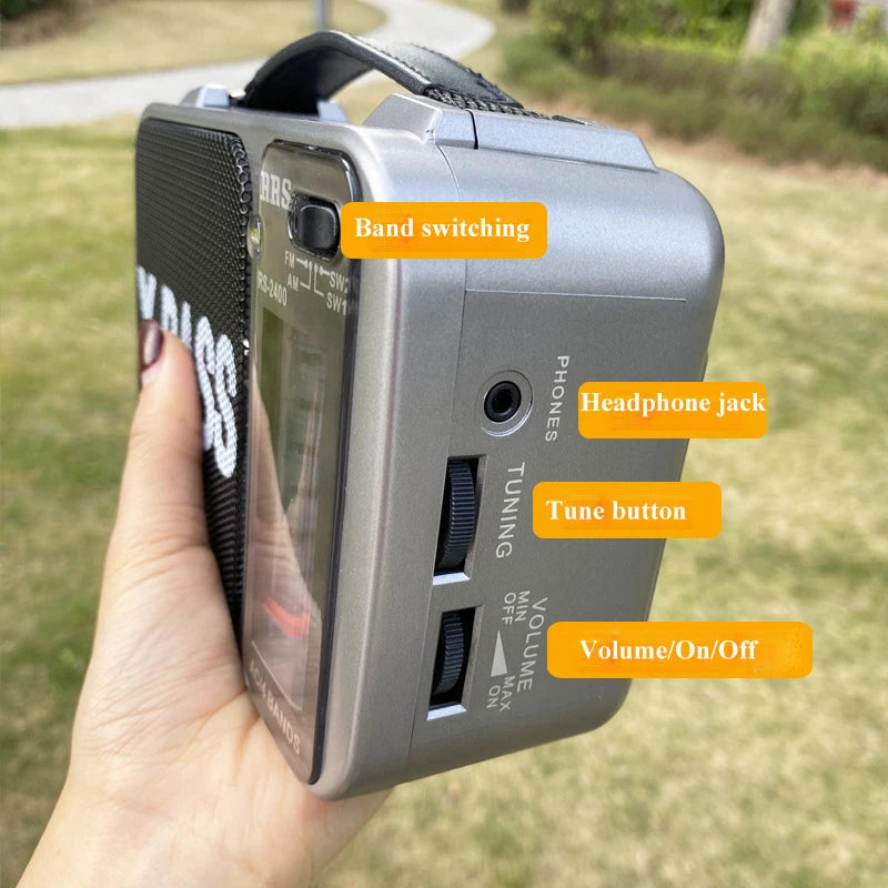 Portable Retro Radio High Sensitivity FM AM SW1-2 Radios Recevier with Retractable Antenna 3.5mm Headphones Jack Support AC 220V
