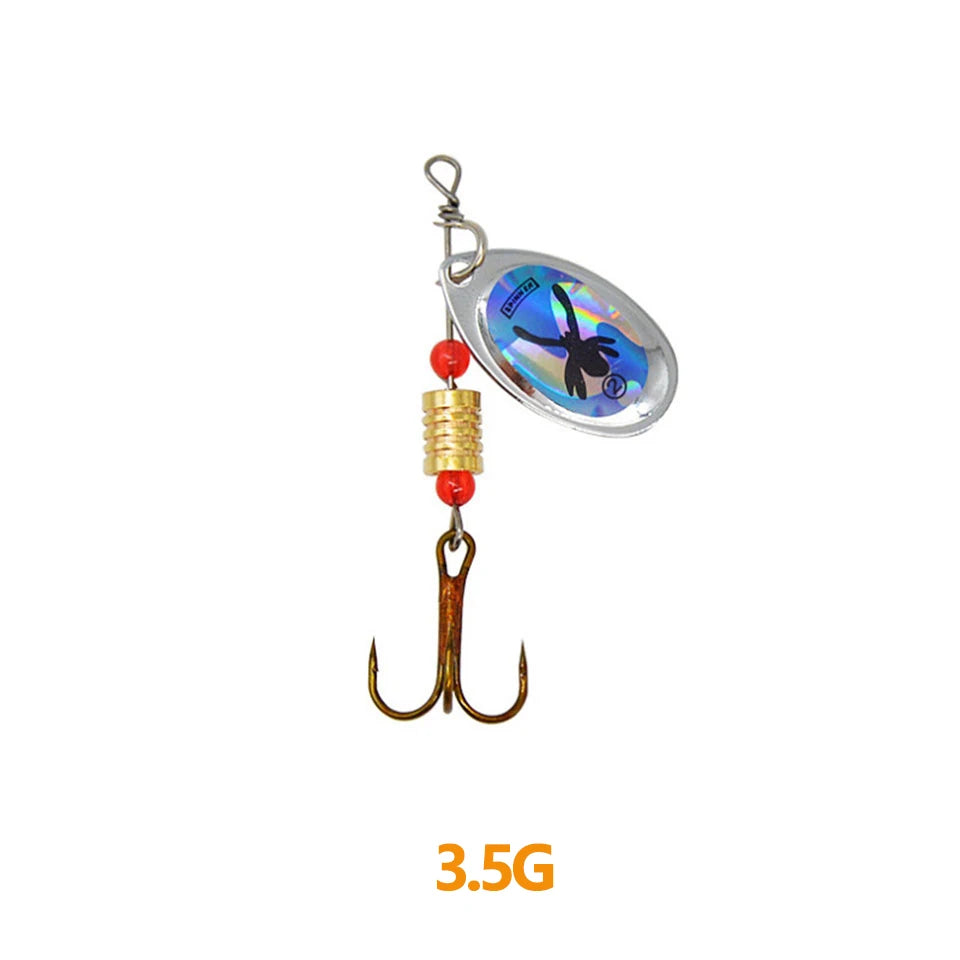 1Pcs 3G 3.5G 4.5G Spinner Lures Rotating Spinners Spoon Hard Bait Pike Metal With Treble Hooks Fishing Lure Pesca Tackle