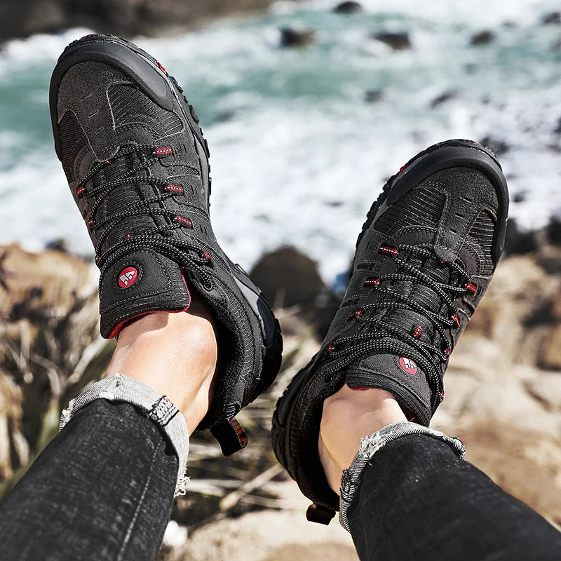 Men's Hiking Shoes Suede Leather Outdoor Shoes Wear-resistant Men Trekking Walking Hunting Tactical Sneakers Zapatillas Hombre