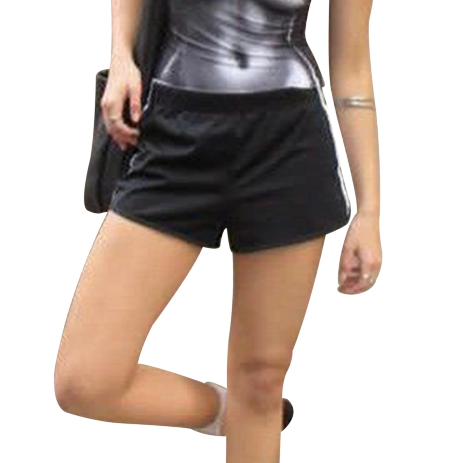 HEZIOWYUN Women's Summer Y2K Retro Striped Patchwork Shorts Casual Loose Elastic Waist Sporty Boxers Sleep Bottoms with Pockets