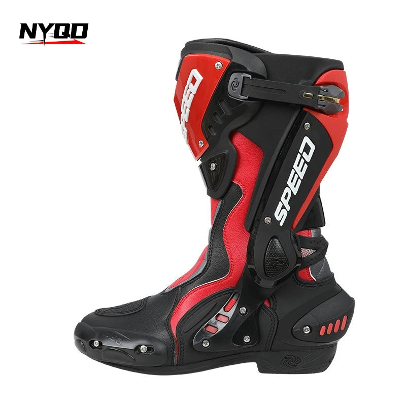 Men's High-Top Motorcycle Riding Boots All-Season Non-Slip Anti-Fall Motorbike Shoes Professional Road Racing Touring Equipment