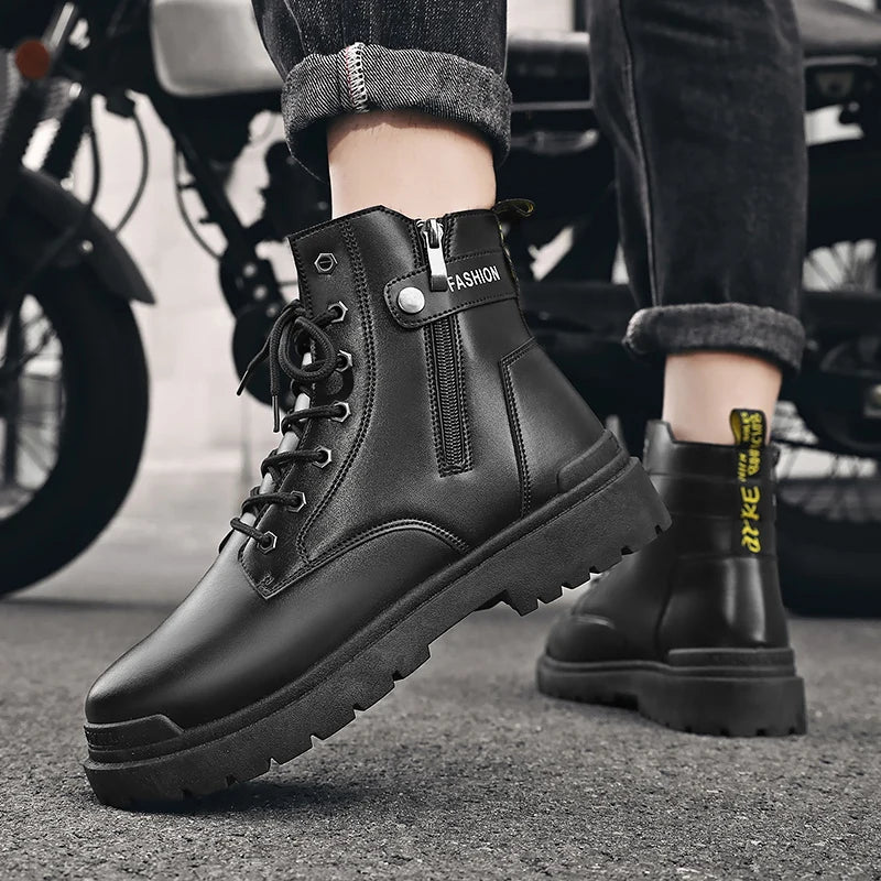 Men's high top casual boots four seasons new outdoor anti slip comfort workwear boots fashion versatile trendy boots men's shoes