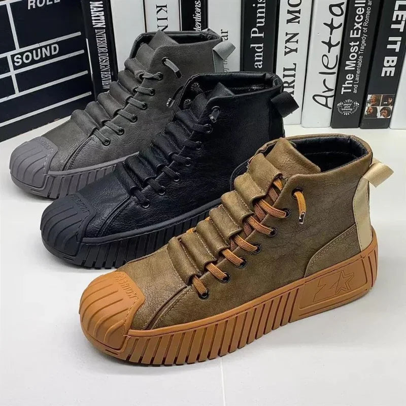 Autumn and Winter Men Boots Increased Boots Lace-up Casual Shoes Board Shoes High Quality Outdoor Boot British Style New