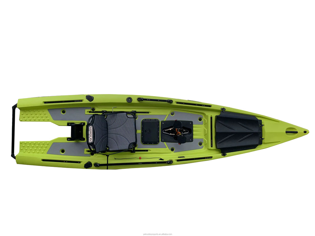 Yak Outdoors 13ft Fish Skiff Dual Propeller Pedal Drive Kayak 4m Sea Kayak for River Usage PE Plastic Hull 2 Person for Surfing