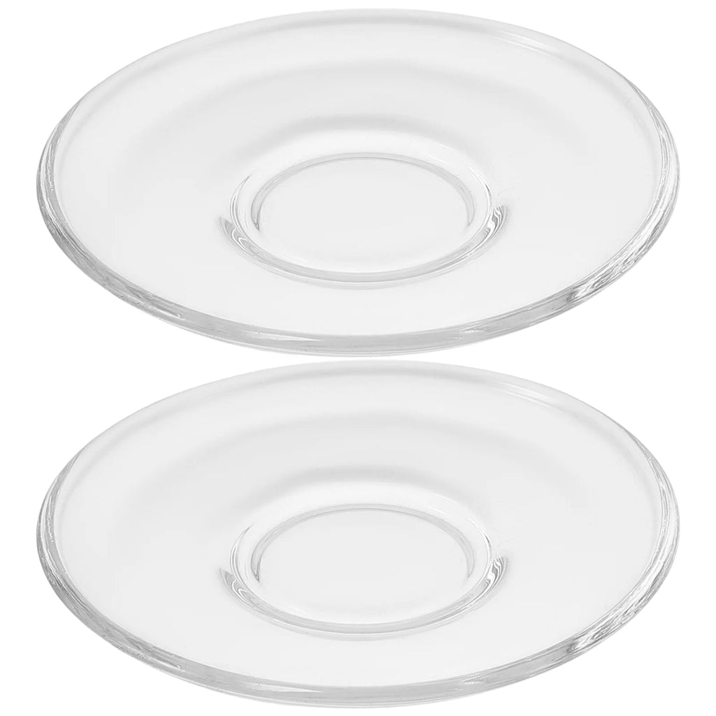 4Pcs Tea Clear Glass Plates Saucers Clear Glass Plates Round Decorative Coffee Snack Dishes Cups Saucers Kitchen Dining Bar
