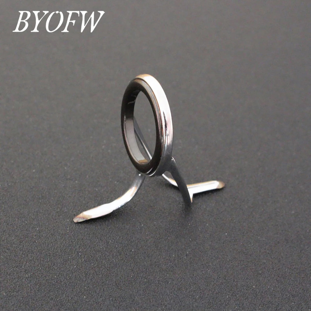 BYOFW 9 PCS/bag Tangle Free Stainless Steel Fishing Rod Guide Ceramic Ring Eye Double Legs For Building Replacement Accessories