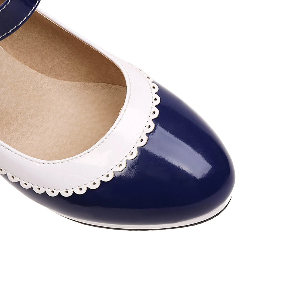 Women's shoes on Heels Women Mixed colors Platform Pumps Shallow Mouth Round Toe Shoes for Woman Mary Jane high heels Footwear