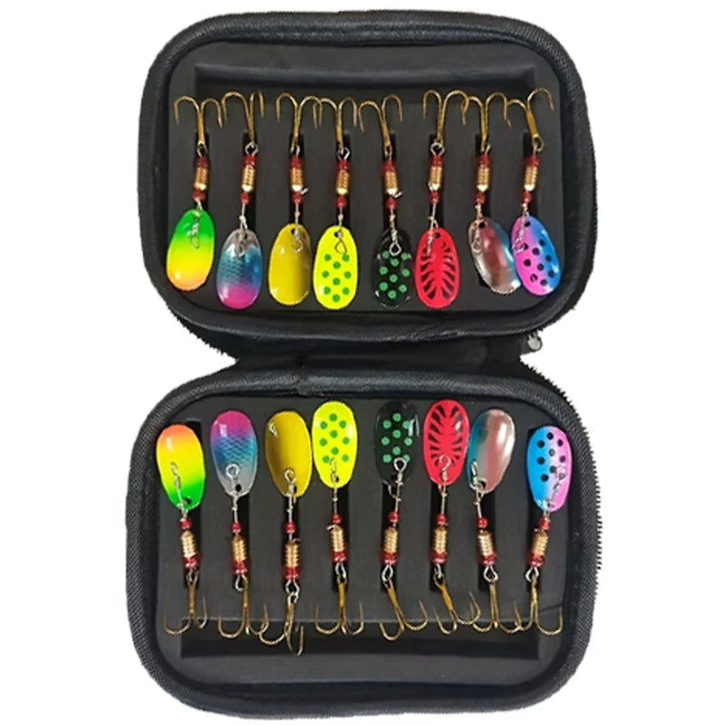 16/10pcs Fishing Spinner Metal Lures with Tackle Boxes Crankbaits Wobblers Metal Sequin Trout Spoon With Hooks for Carp Fishing