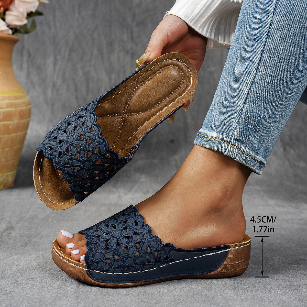 Women's Sandals Wedges Heels Sandals Summer Woman Shoes Indoor Outdoor Slippers Heeled Shoes Summer Footwear Sandalias De Mujer