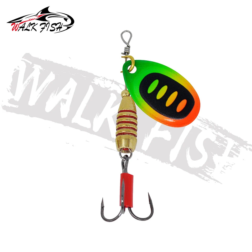 WALK FISH Spinner Lures 5.9cm 5g Rotating Spinners Spoon Hard Bait Pike Metal With Treble Hooks Fishing Lure Pesca Tackle