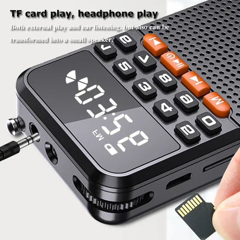 Mini Radio Portable Pocket AM FM Walkman Radios Bluetooth 5.0 Speaker TF Card Music Player with LED Flashlight For Home Soundbox