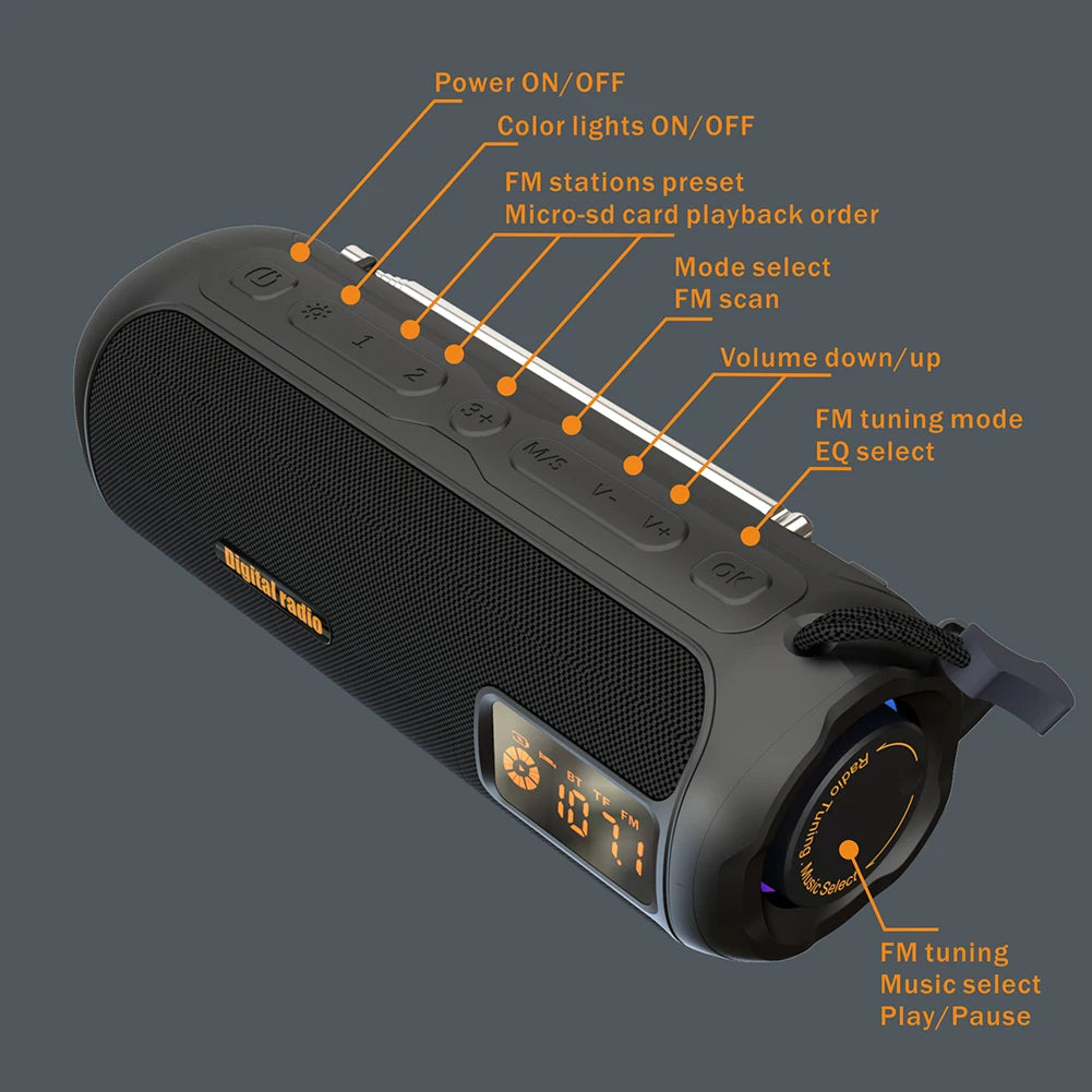 BT Speaker Portable Radio AM FM Radio Rechargeable Radio for Home Kitchen Outdoor
