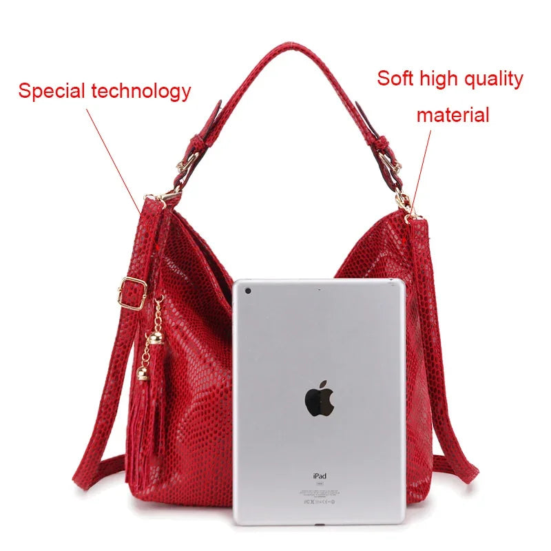 Women's Bags Handbags Fashion Shoulder Crossbody Bags with Fringe Crescent Snake-Print Hobo Purses and Handbags for Women & Girl