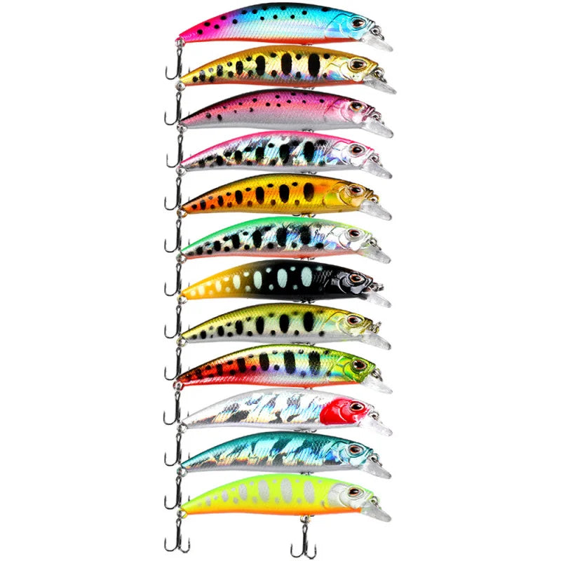 12PCS Minnow Lure Set 6.5cm/6.5g Long-Distance Submersible Lures for Sea And Freshwater Fishing Ideal for Mandarin Fish Catching