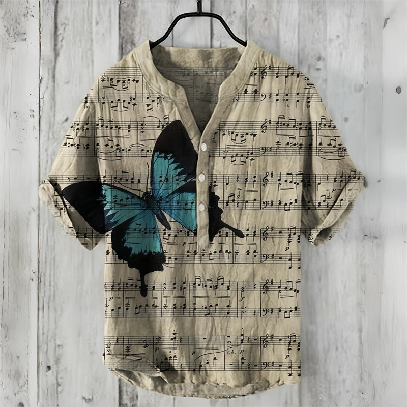 Spring and summer men's and women's shirts, fashionable shirts, casual fish pattern Hawaiian style printed shirts, linen tops