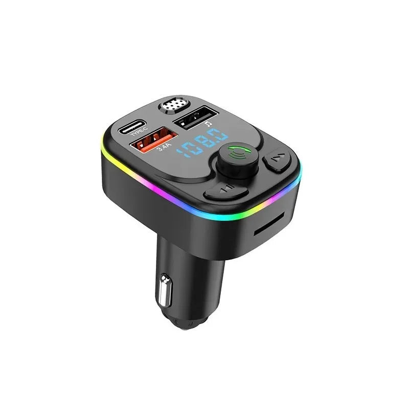Car Charger Cell Phone Charging Hands Free Wireless Car Kit FM Transmitter Car Bluetooth Dual USB Type 5.3 MP3 Music Player New