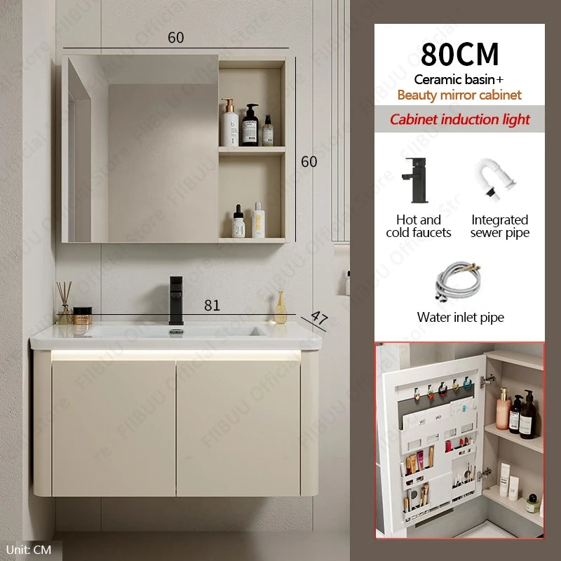 Modern Bathroom Vanity Wall Mounted Bathroom Storage Cabinet, High-Definition Mirror Integrated Bathroom Furniture Accessories