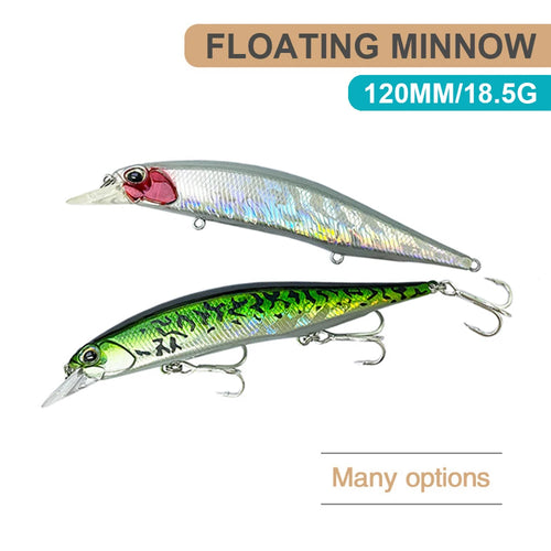 12cm 18.5g Fishing Lures Floating Minnow Wobbler Artificial Hard Bait Long Casting Jerkbait Seawater Fishing Bass Decoy MN607