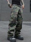 Men's camouflage utility jeans. Multi-pocket design. Stylish and trendy. Loose fit.