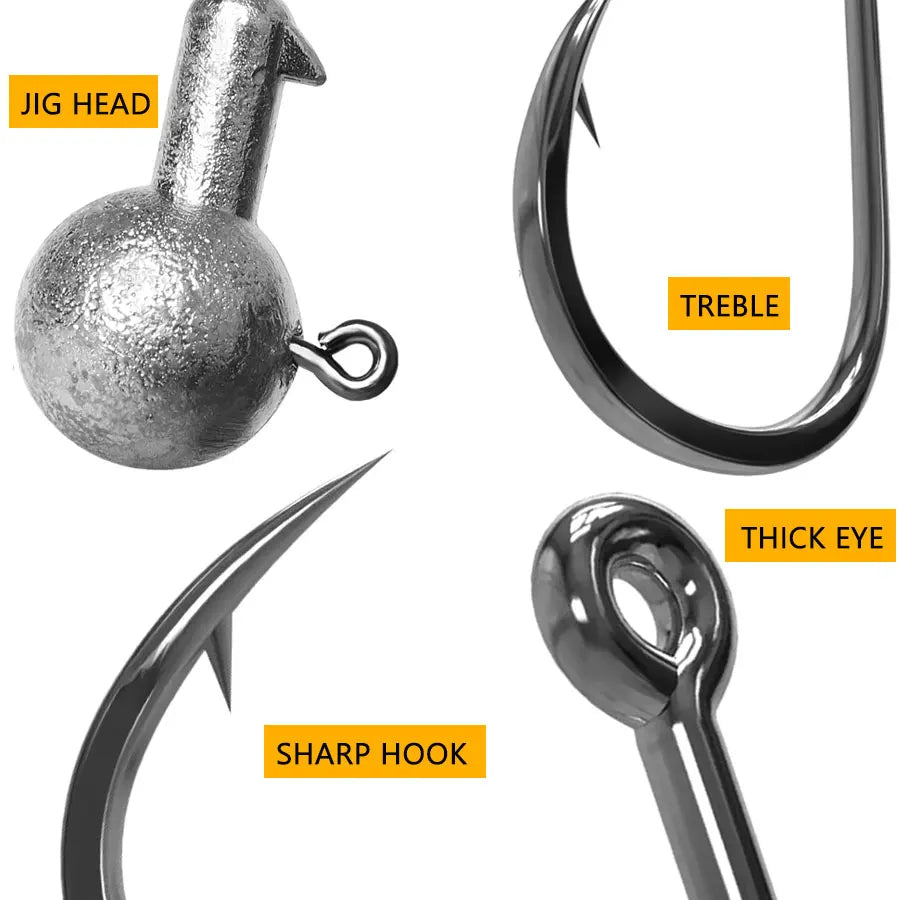MrLurion 30pcs 1g 2g 3g 5g 10g 14g 18g 22g 25g 28g Fishing jigging head hook ,round head rigs fishhook for soft worm crank lures