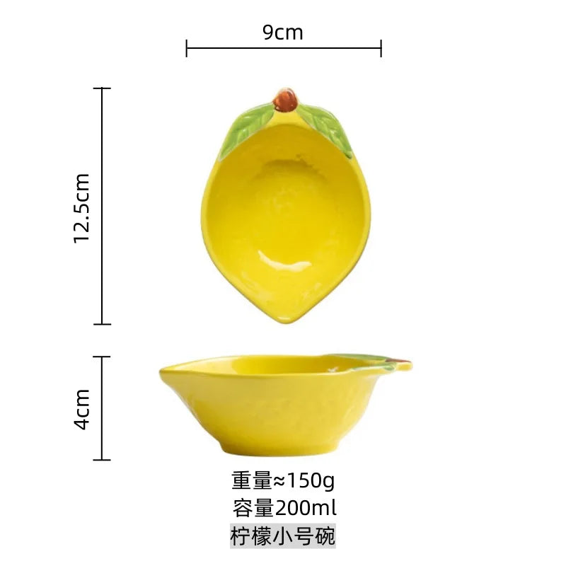Cartoon Lemon Shaped Ceramic Sauce Dish Tableware Creative Fruit Sushi Dessert Cake Plates High Aesthetic Breakfast Dishes